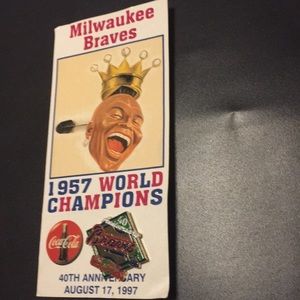 Vtg 1957 Milwaukee Braves World Champions 40th Anv